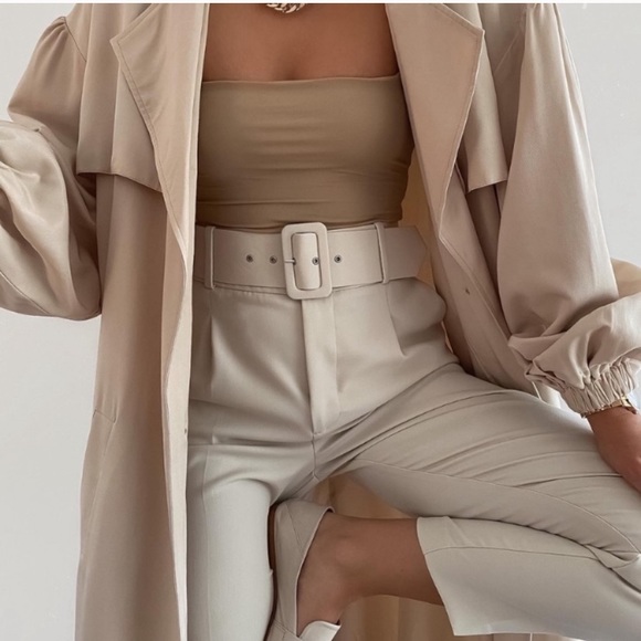 Zara High Waisted Belt Trousers - Picture 2 of 6